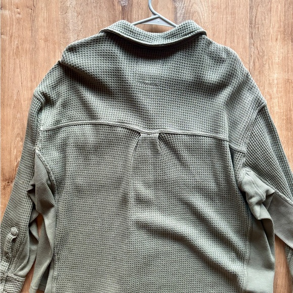 SOLD Aerie Lumber Jane Olive Green Waffle Knit Button-Up Shirt Small - Picture 4 of 4